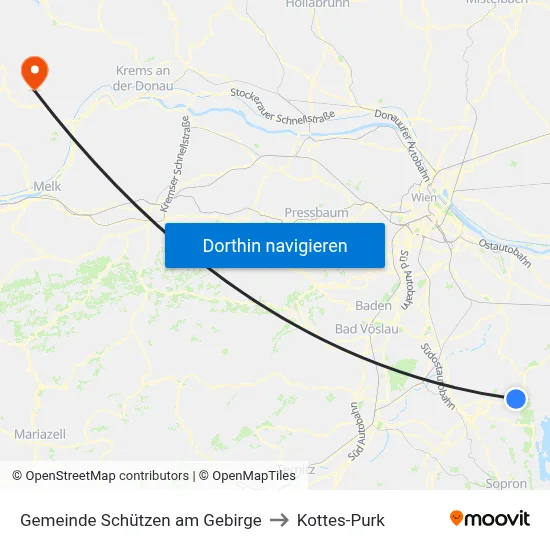Gemeinde Schützen am Gebirge to Kottes-Purk map