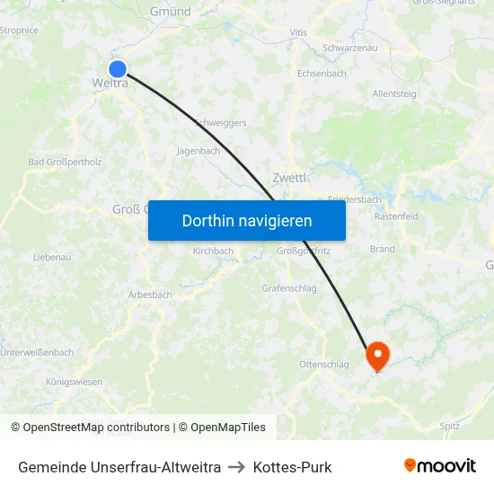 Gemeinde Unserfrau-Altweitra to Kottes-Purk map