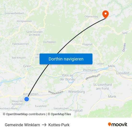Gemeinde Winklarn to Kottes-Purk map