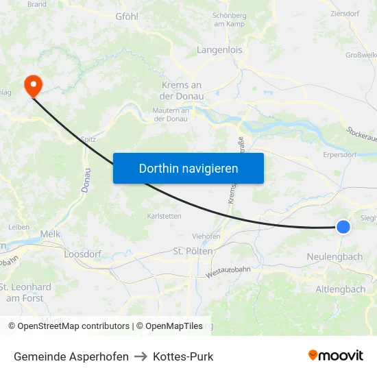 Gemeinde Asperhofen to Kottes-Purk map