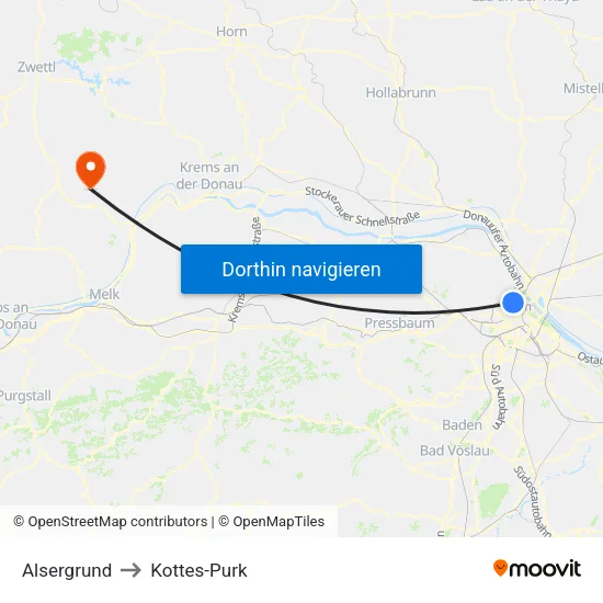 Alsergrund to Kottes-Purk map