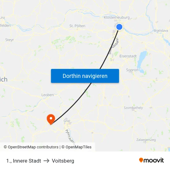 1., Innere Stadt to Voitsberg map