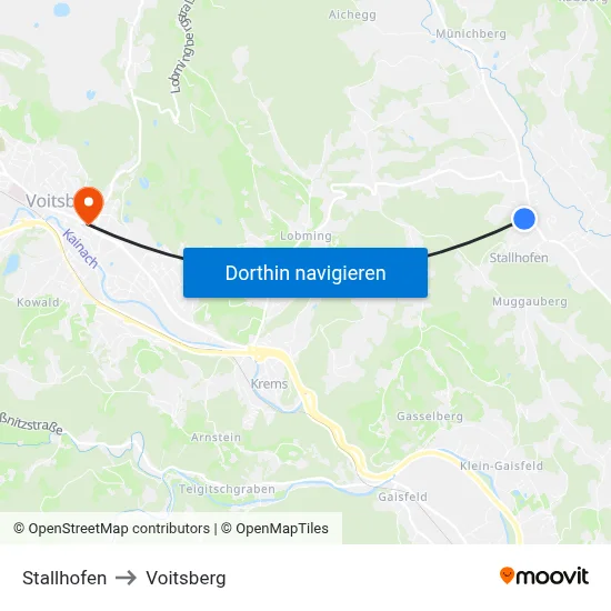 Stallhofen to Voitsberg map