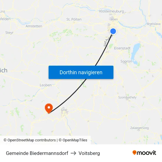 Gemeinde Biedermannsdorf to Voitsberg map