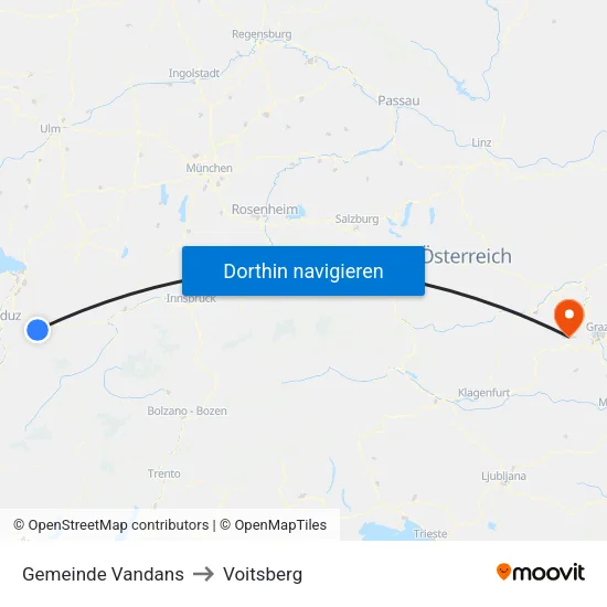 Gemeinde Vandans to Voitsberg map