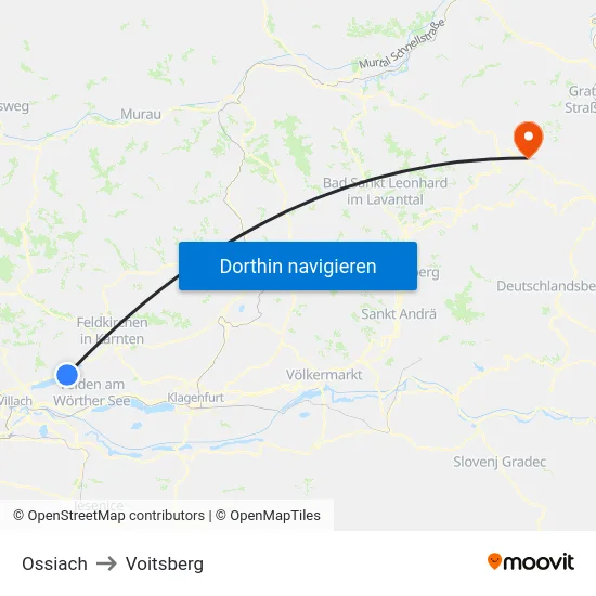 Ossiach to Voitsberg map