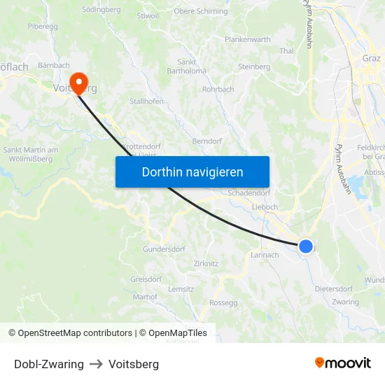Dobl-Zwaring to Voitsberg map