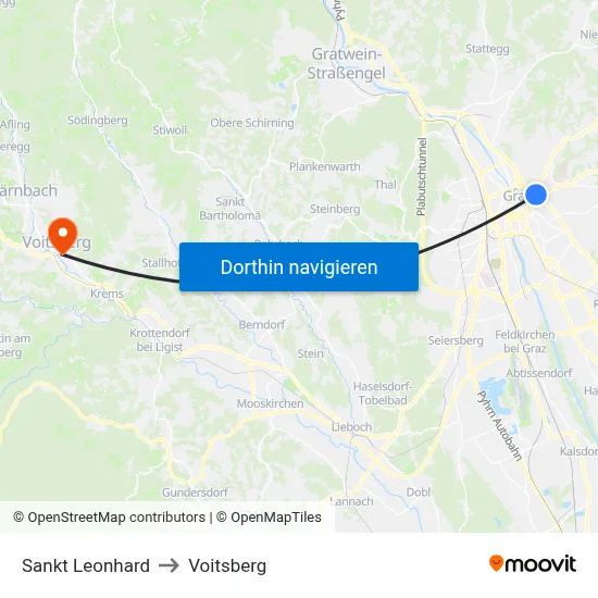 Sankt Leonhard to Voitsberg map