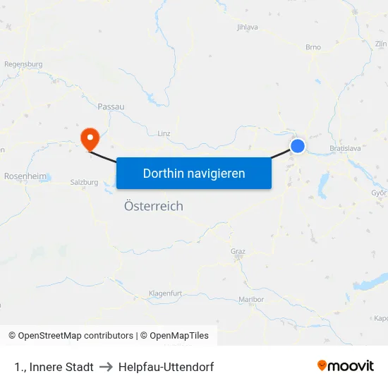 1., Innere Stadt to Helpfau-Uttendorf map