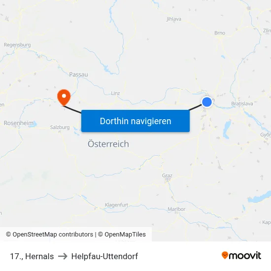 17., Hernals to Helpfau-Uttendorf map