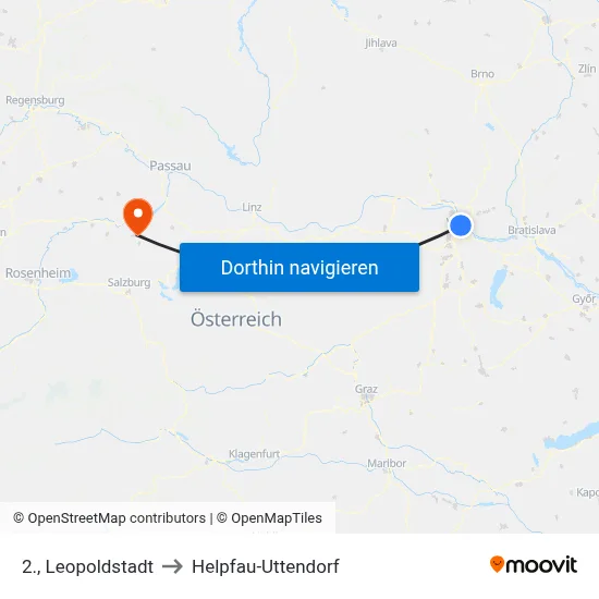 2., Leopoldstadt to Helpfau-Uttendorf map