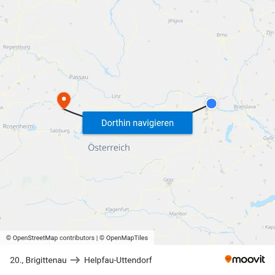 20., Brigittenau to Helpfau-Uttendorf map