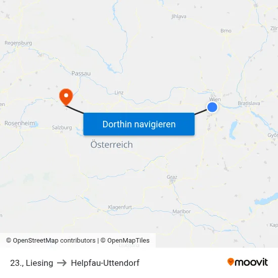 23., Liesing to Helpfau-Uttendorf map