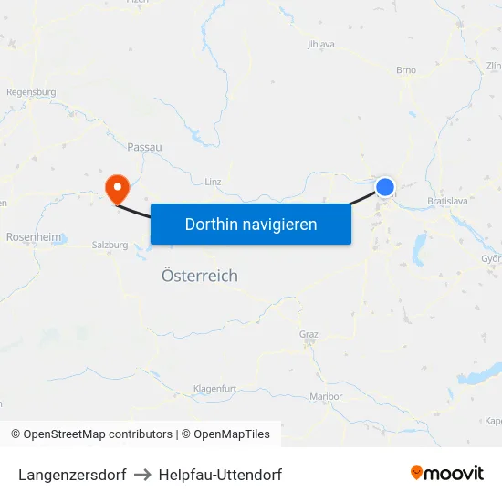 Langenzersdorf to Helpfau-Uttendorf map