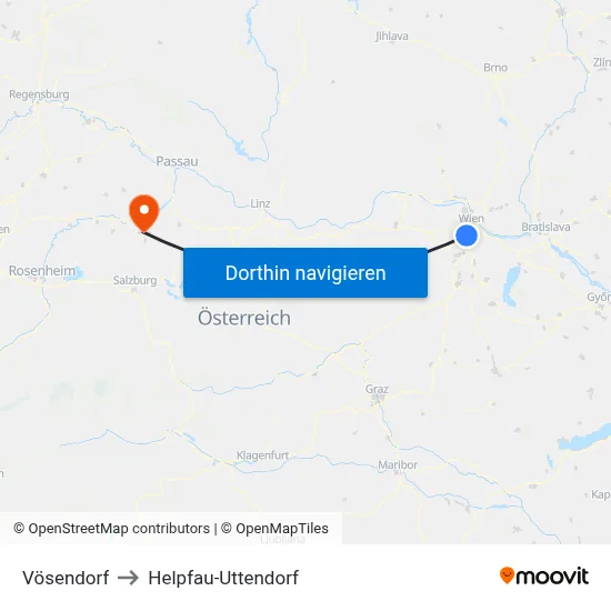 Vösendorf to Helpfau-Uttendorf map