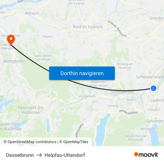Desselbrunn to Helpfau-Uttendorf map