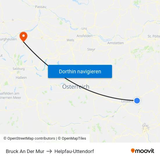 Bruck An Der Mur to Helpfau-Uttendorf map