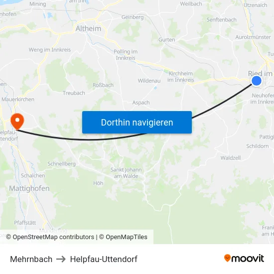 Mehrnbach to Helpfau-Uttendorf map