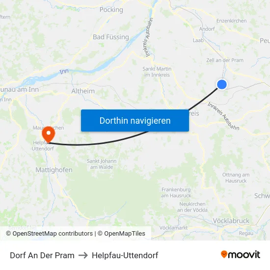 Dorf An Der Pram to Helpfau-Uttendorf map