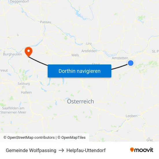 Gemeinde Wolfpassing to Helpfau-Uttendorf map