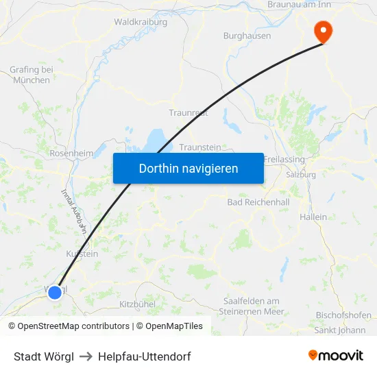 Stadt Wörgl to Helpfau-Uttendorf map