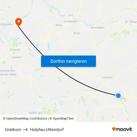 Gratkorn to Helpfau-Uttendorf map