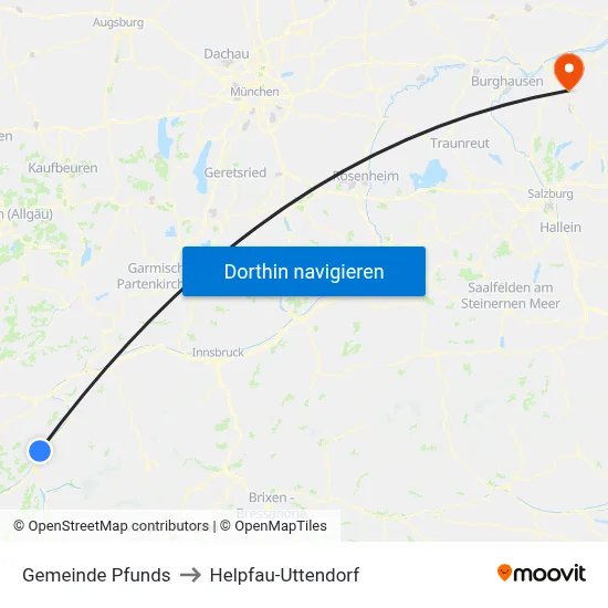 Gemeinde Pfunds to Helpfau-Uttendorf map