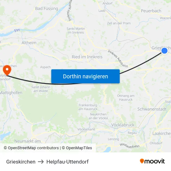 Grieskirchen to Helpfau-Uttendorf map