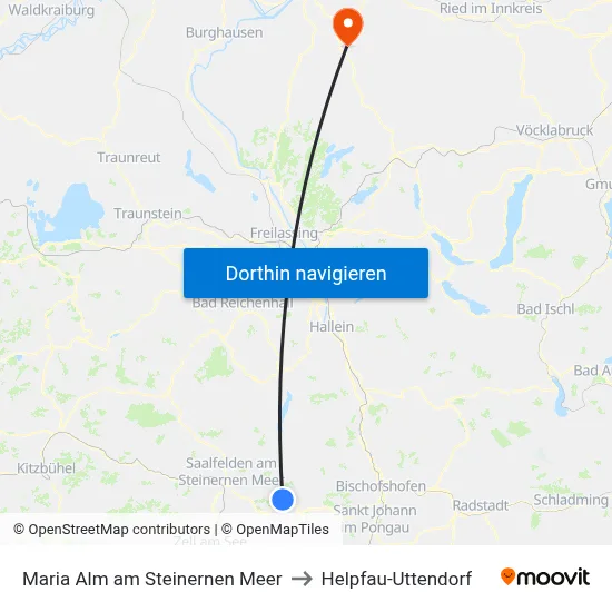 Maria Alm am Steinernen Meer to Helpfau-Uttendorf map