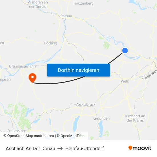 Aschach An Der Donau to Helpfau-Uttendorf map