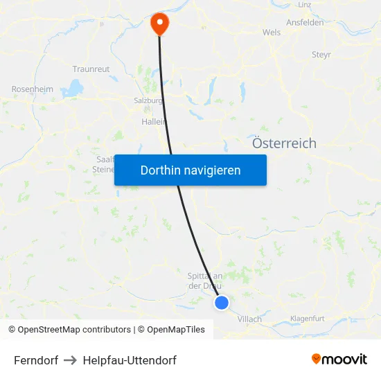 Ferndorf to Helpfau-Uttendorf map