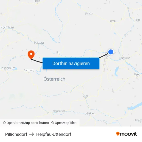 Pillichsdorf to Helpfau-Uttendorf map