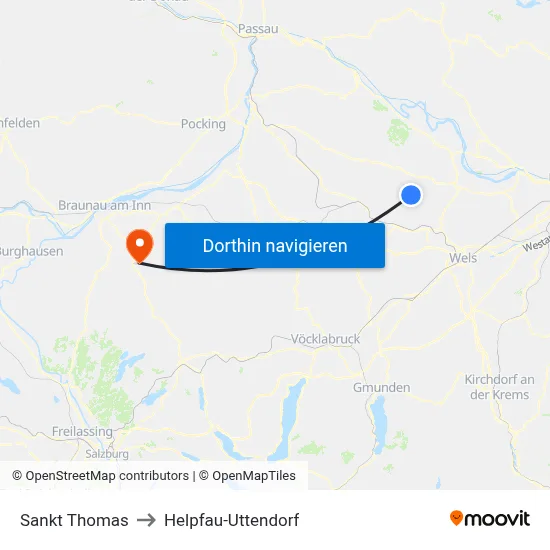 Sankt Thomas to Helpfau-Uttendorf map