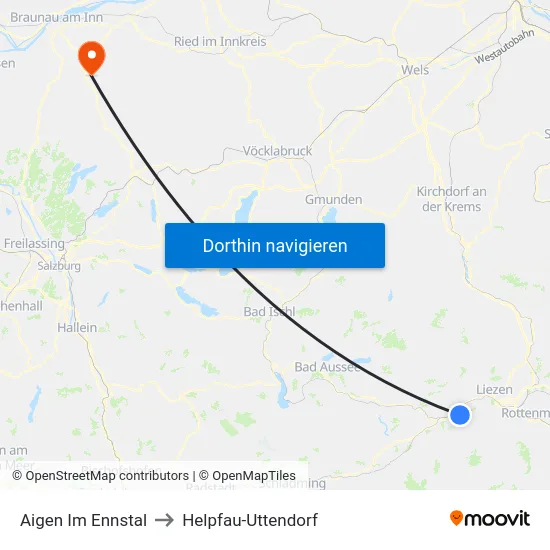 Aigen Im Ennstal to Helpfau-Uttendorf map