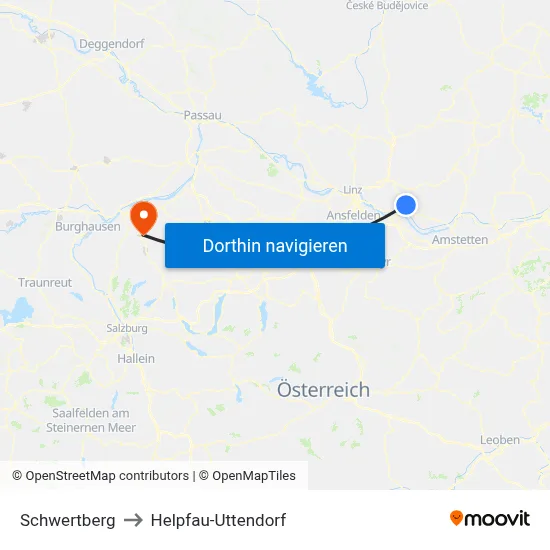 Schwertberg to Helpfau-Uttendorf map