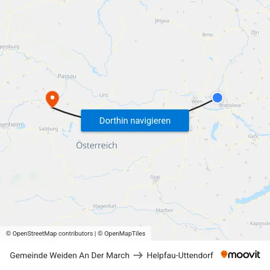 Gemeinde Weiden An Der March to Helpfau-Uttendorf map