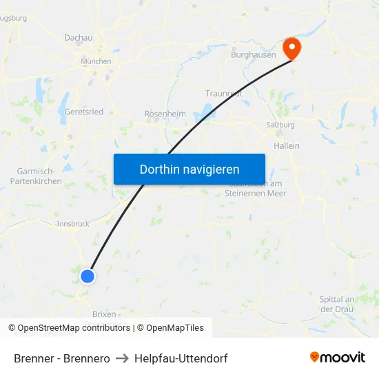 Brenner - Brennero to Helpfau-Uttendorf map