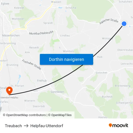 Treubach to Helpfau-Uttendorf map