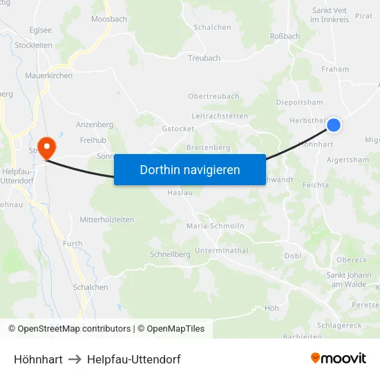Höhnhart to Helpfau-Uttendorf map