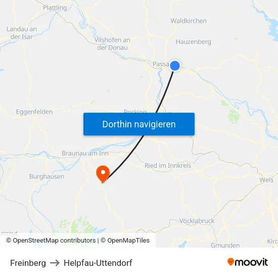 Freinberg to Helpfau-Uttendorf map
