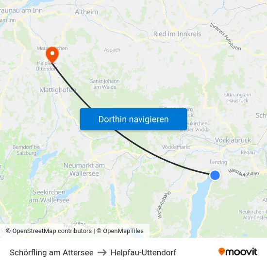 Schörfling am Attersee to Helpfau-Uttendorf map