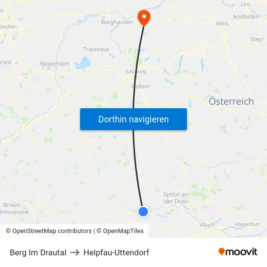 Berg Im Drautal to Helpfau-Uttendorf map