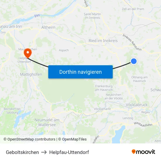 Geboltskirchen to Helpfau-Uttendorf map