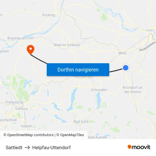 Sattledt to Helpfau-Uttendorf map