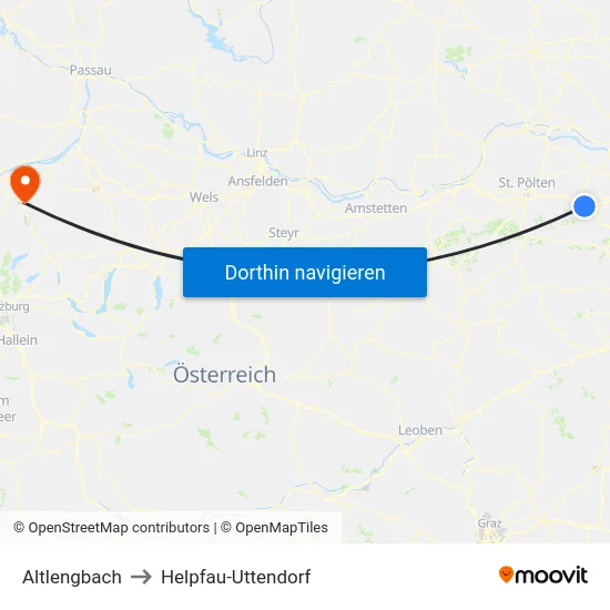 Altlengbach to Helpfau-Uttendorf map