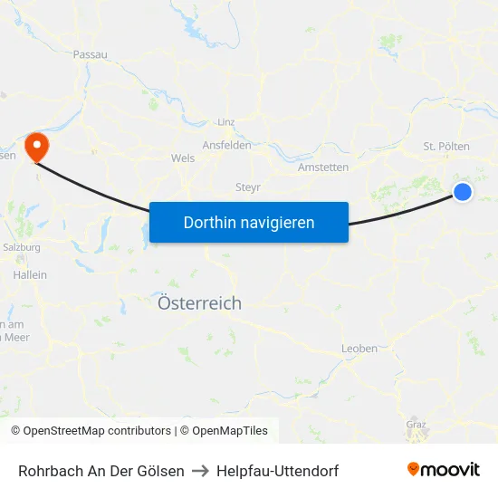 Rohrbach An Der Gölsen to Helpfau-Uttendorf map