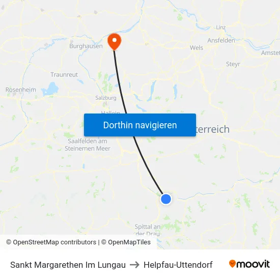 Sankt Margarethen Im Lungau to Helpfau-Uttendorf map