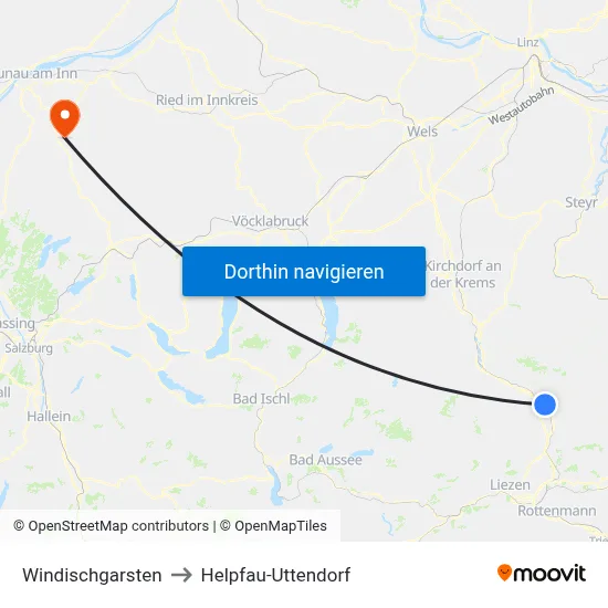 Windischgarsten to Helpfau-Uttendorf map