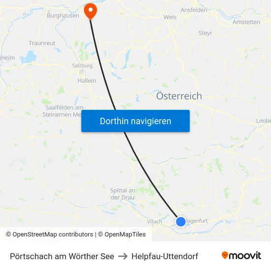 Pörtschach am Wörther See to Helpfau-Uttendorf map