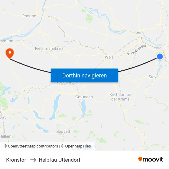 Kronstorf to Helpfau-Uttendorf map